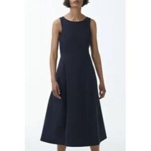 COS Black Fit & Flare Cotton Midi Dress 4